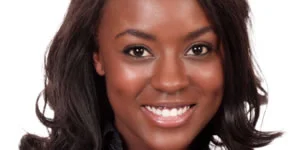 Smiling woman with dark hair
