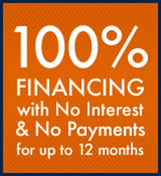 100% financing with no interest and no payments for up to 12 months